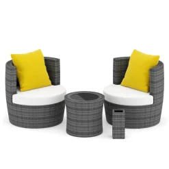 Gartenmöbel Set Rattan BROOKLYN stapelbar grau