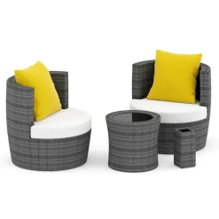 Gartenmöbel Set Rattan BROOKLYN stapelbar grau