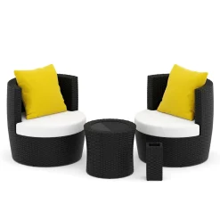 Gartenmöbel Set Rattan BROOKLYN stapelbar schwarz