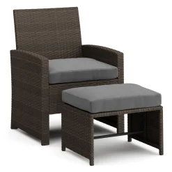 Gartenmöbel Set Rattan EREN braun/anthrazit