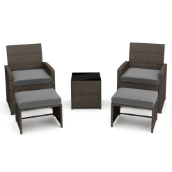 Gartenmöbel Set Rattan EREN braun/anthrazit