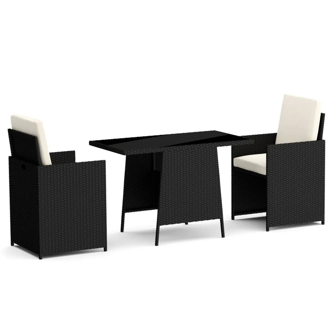 Gartenmöbel Set Rattan HAROLD schwarz/weiss