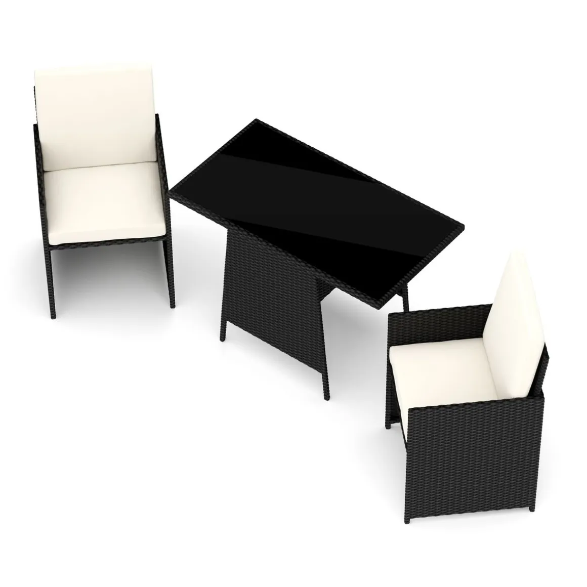 Gartenmöbel Set Rattan HAROLD schwarz/weiss