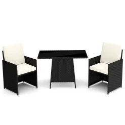 Gartenmöbel Set Rattan HAROLD schwarz/weiss