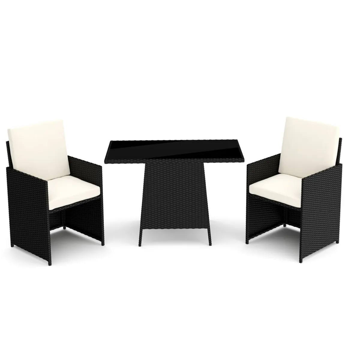 Gartenmöbel Set Rattan HAROLD schwarz/weiss