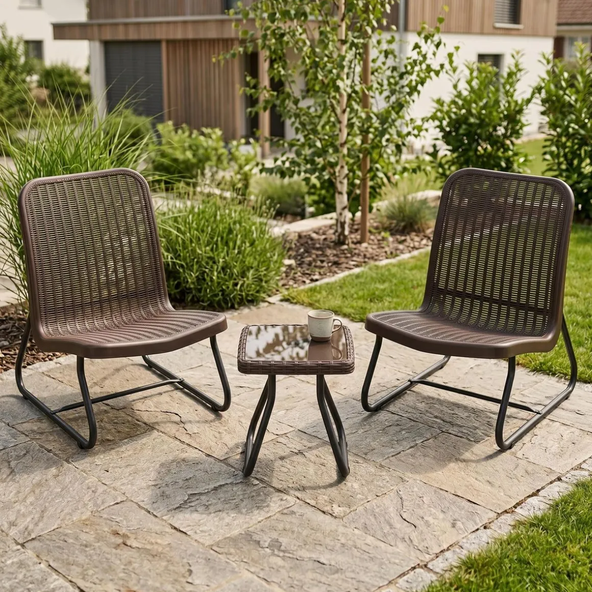 Gartenmöbel Set Rattan MERIVA braun