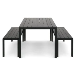 Gartenmöbel Set RIVI 2 Bänke anthrazit/schwarz