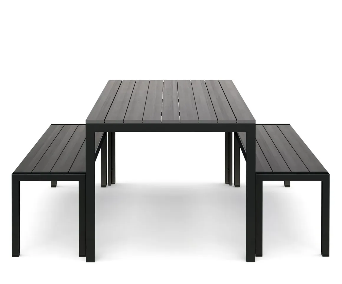 Gartenmöbel Set RIVI 2 Bänke anthrazit/schwarz