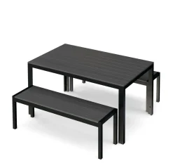 Gartenmöbel Set RIVI 2 Bänke anthrazit/schwarz
