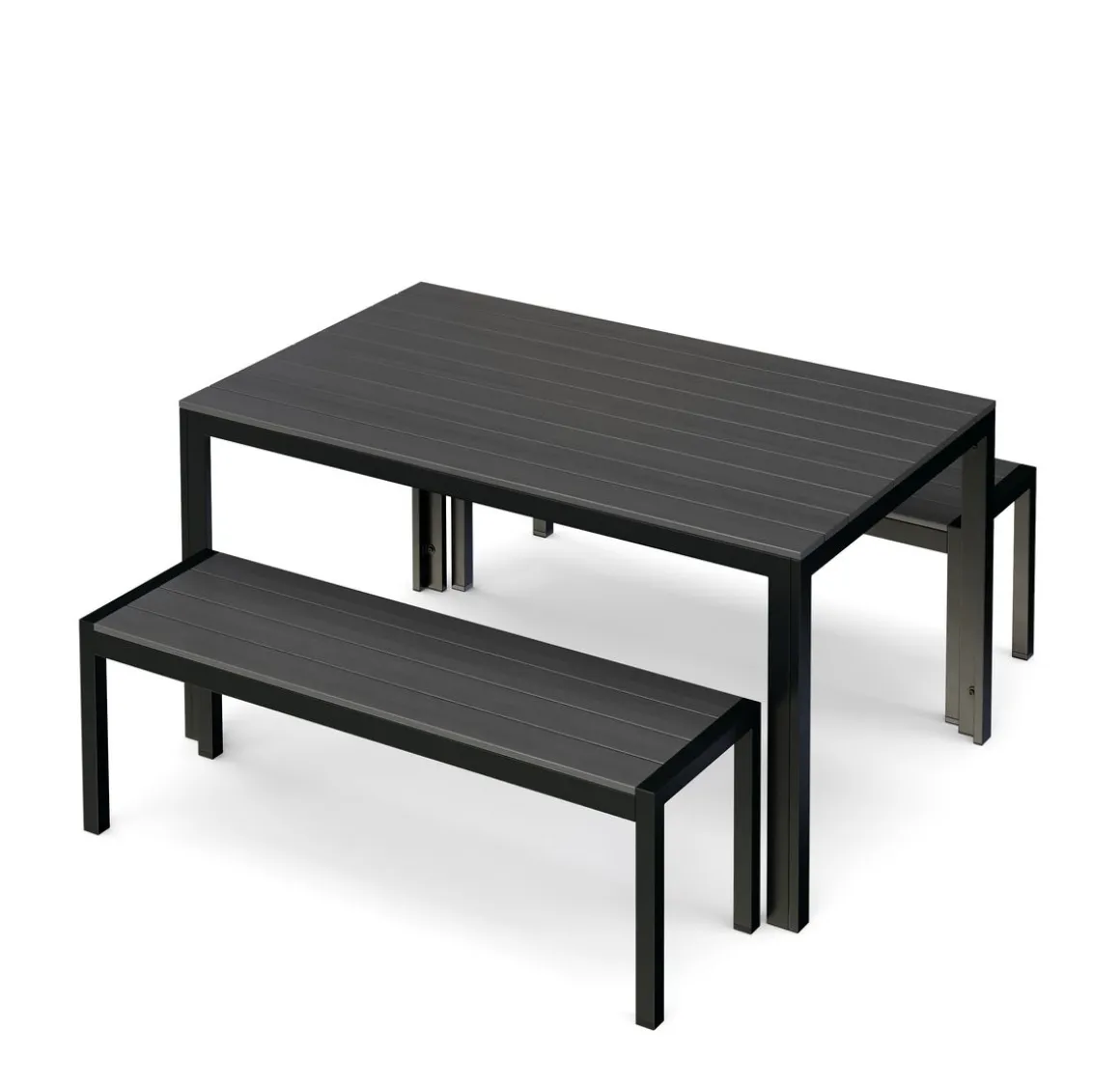 Gartenmöbel Set RIVI 2 Bänke anthrazit/schwarz