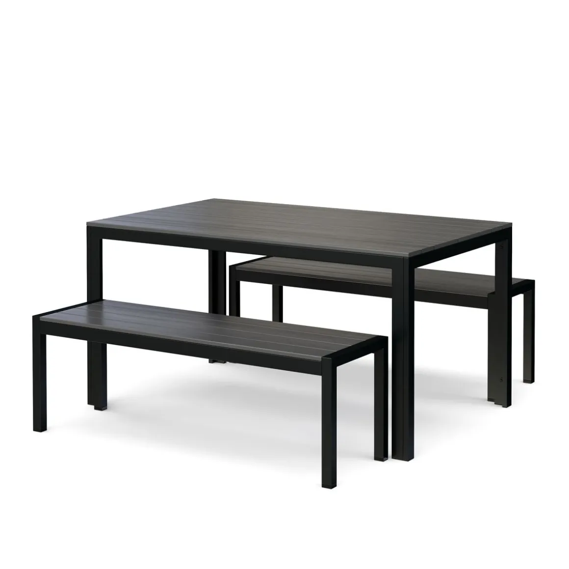 Gartenmöbel Set RIVI 2 Bänke anthrazit/schwarz