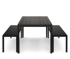 Gartenmöbel Set RIVI 2 Bänke schwarz