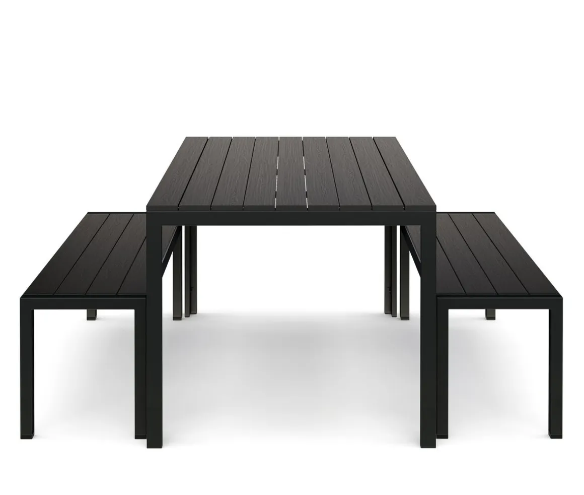 Gartenmöbel Set RIVI 2 Bänke schwarz