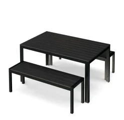 Gartenmöbel Set RIVI 2 Bänke schwarz