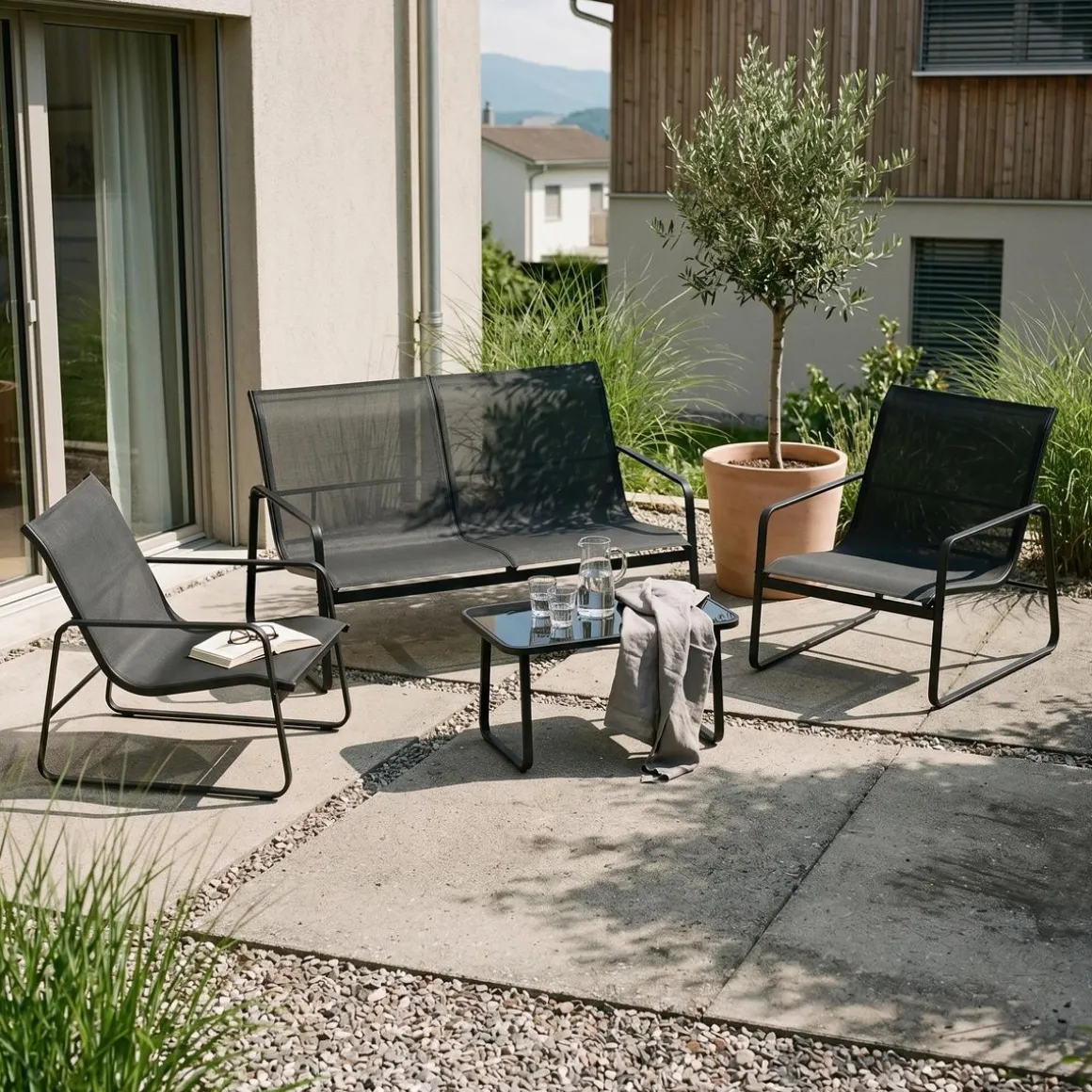 Gartenmöbel Set RUBEN schwarz