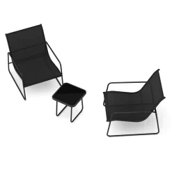 Gartenmöbel Set RUBEN 3-teilig schwarz