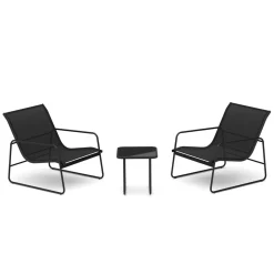 Gartenmöbel Set RUBEN 3-teilig schwarz