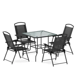 Gartenmöbel Set SILVANO mit Schirmloch schwarz