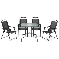 Gartenmöbel Set SILVANO mit Schirmloch schwarz