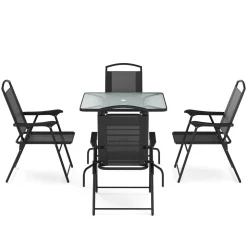 Gartenmöbel Set SILVANO mit Schirmloch schwarz