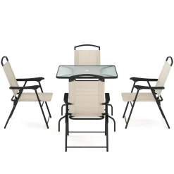 Gartenmöbel Set SILVANO mit Schirmloch beige/schwarz