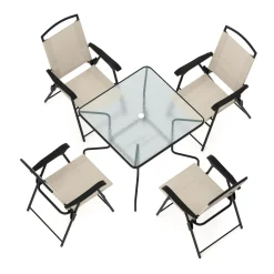 Gartenmöbel Set SILVANO mit Schirmloch beige/schwarz