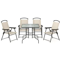 Gartenmöbel Set SILVANO mit Schirmloch beige/schwarz