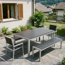Gartenmöbel Set ZILO 2 Stühle + 2 Bänke anthrazit