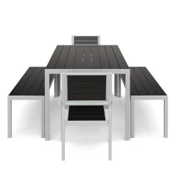 Gartenmöbel Set ZILO 2 Stühle + 2 Bänke anthrazit