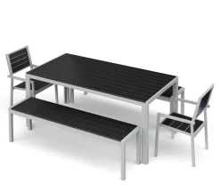 Gartenmöbel Set ZILO 2 Stühle + 2 Bänke anthrazit