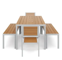Gartenmöbel Set ZILO 2 Stühle + 2 Bänke braun