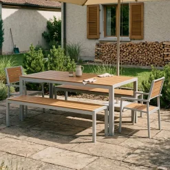 Gartenmöbel Set ZILO 2 Stühle + 2 Bänke braun