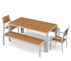 Gartenmöbel Set ZILO 2 Stühle + 2 Bänke braun