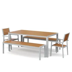 Gartenmöbel Set ZILO 2 Stühle + 2 Bänke braun