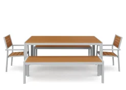 Gartenmöbel Set ZILO 2 Stühle + 2 Bänke braun