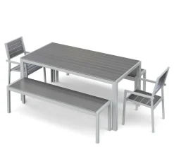 Gartenmöbel Set ZILO 2 Stühle + 2 Bänke grau