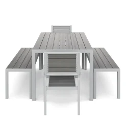 Gartenmöbel Set ZILO 2 Stühle + 2 Bänke grau