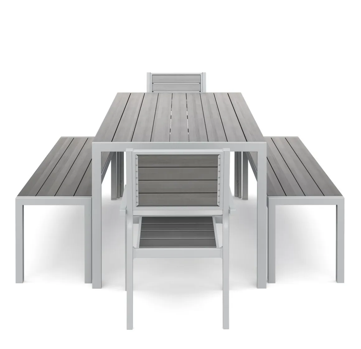 Gartenmöbel Set ZILO 2 Stühle + 2 Bänke grau