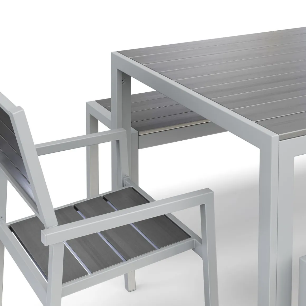 Gartenmöbel Set ZILO 2 Stühle + 2 Bänke grau