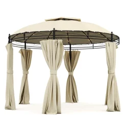Gartenpavillon LED ROYAL 3.5 m rund beige