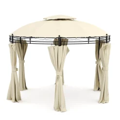 Gartenpavillon LED ROYAL 3.5 m rund beige