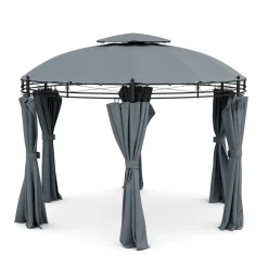 Gartenpavillon LED ROYAL 3.5 m rund grau