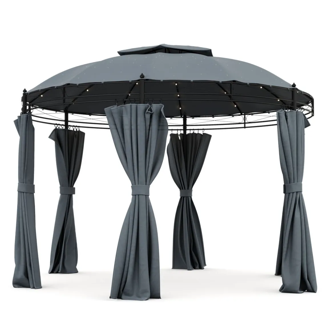 Gartenpavillon LED ROYAL 3.5 m rund grau