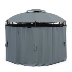 Gartenpavillon LED ROYAL 3.5 m rund grau