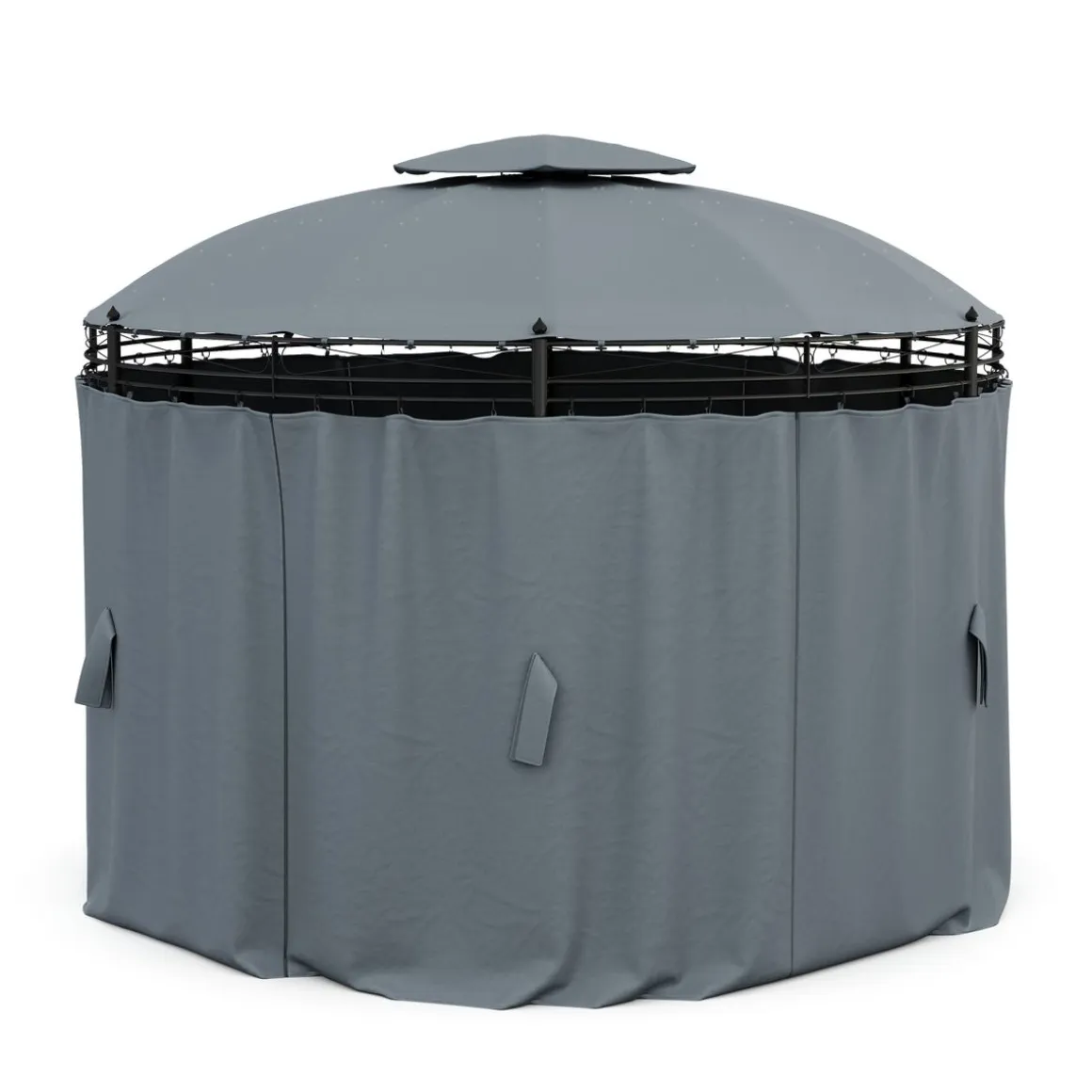 Gartenpavillon LED ROYAL 3.5 m rund grau