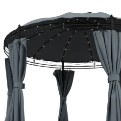 Gartenpavillon LED ROYAL 3.5 m rund grau