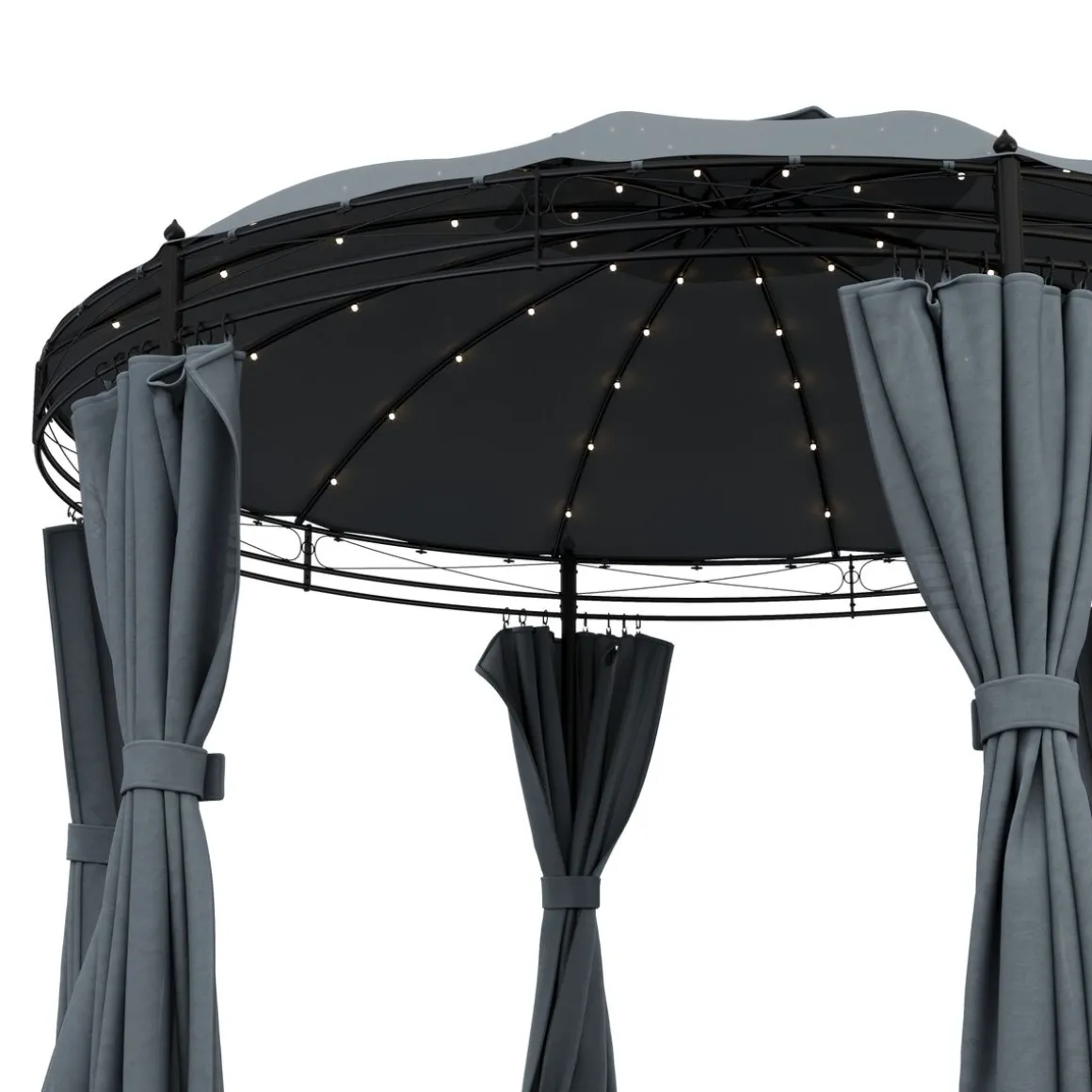 Gartenpavillon LED ROYAL 3.5 m rund grau