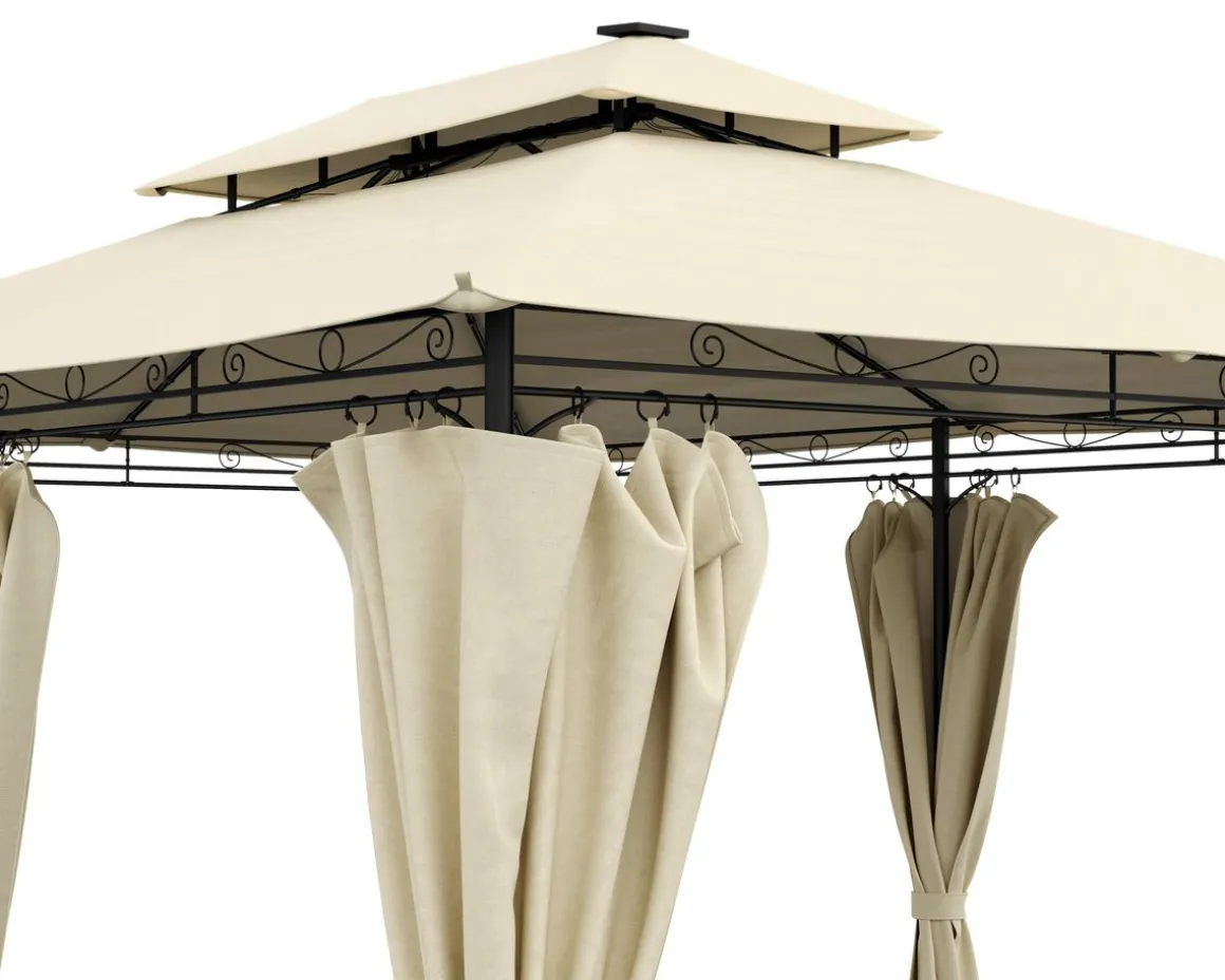 Gartenpavillon LED ROYAL 4 x 3 m beige