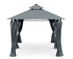 Gartenpavillon LED ROYAL 4 x 3 m grau | GONSER.CH