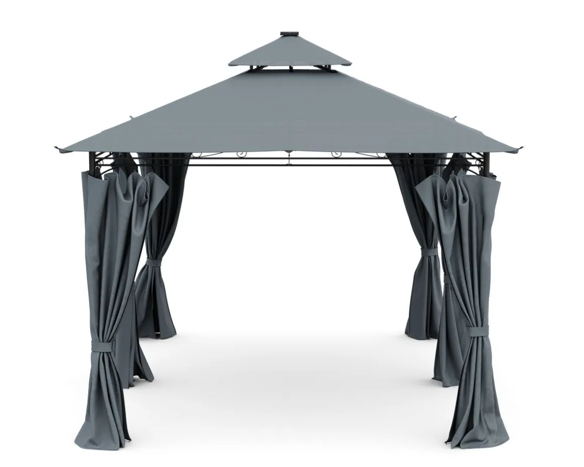Gartenpavillon LED ROYAL 4 x 3 m grau | GONSER.CH